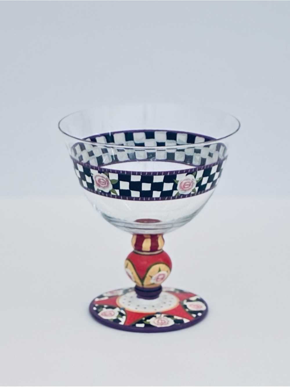 Artland Glass "Meredith Rose" Hand Painted Champagne Sherbet Goblet 5.5”